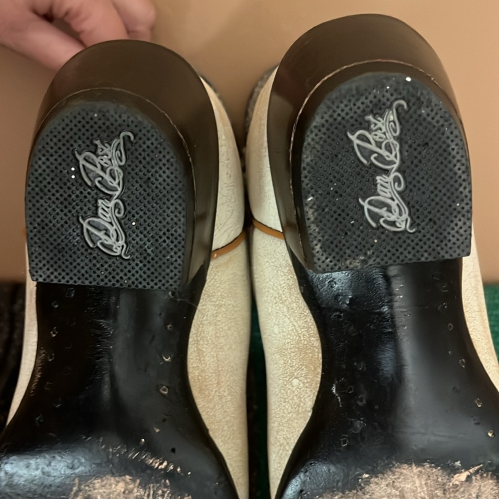 Dan Post cream and dark navy Leather Cowboy Boots ankle boots - Picture 8 of 16